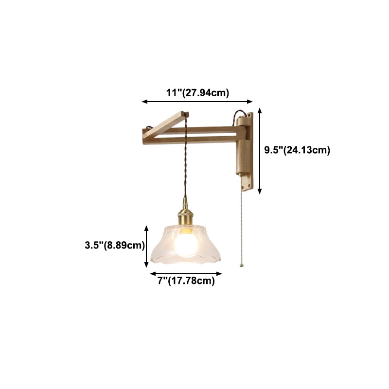 Modern Style Wall Light Fixture Wooden Wall Light Sconce with Adjustable Arm for Bedroom