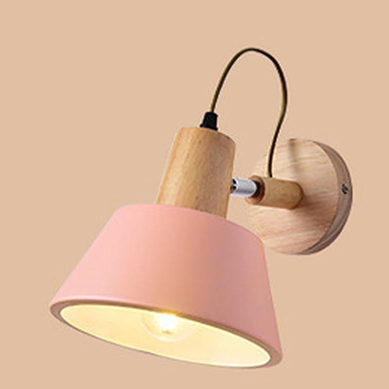 Nordic Style Wall Light Geometry Rotatable Colorful Wall Lamp with Iron Shade for Bedroom