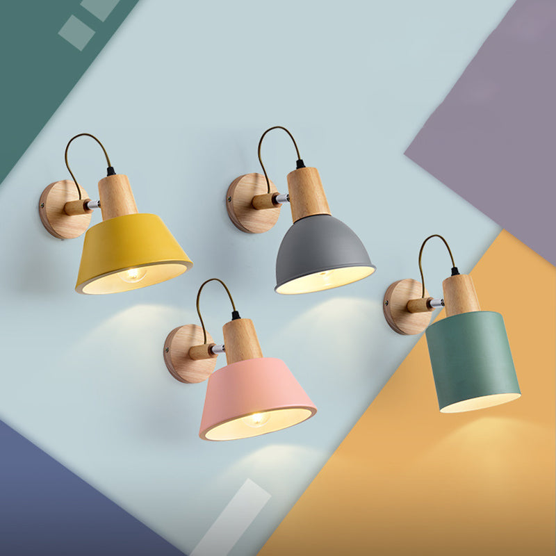 Nordic Style Wall Light Geometry Rotatable Colorful Wall Lamp with Iron Shade for Bedroom