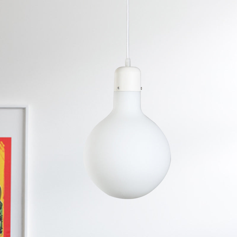 1 Light Light Pendant Light Simple White Suspension Light avec conception de verre Cone / Globe / Cylinder