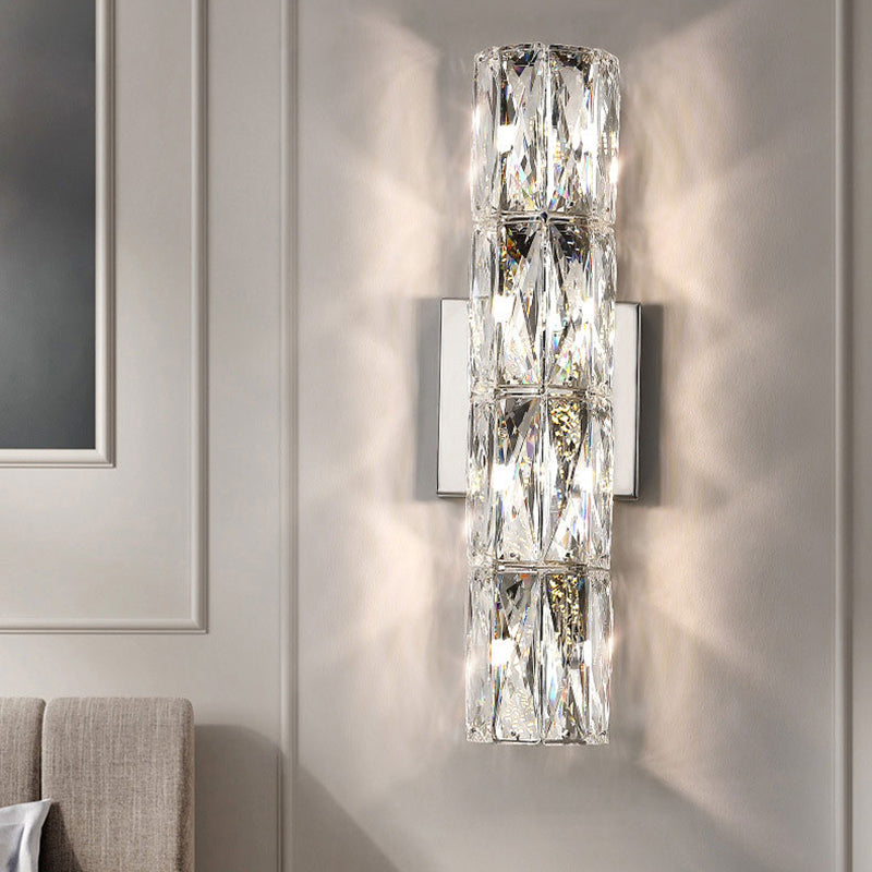 Light Luxury Wall Light Rectangle Shape Wall Lamp with Crystal Shade for Bedroom