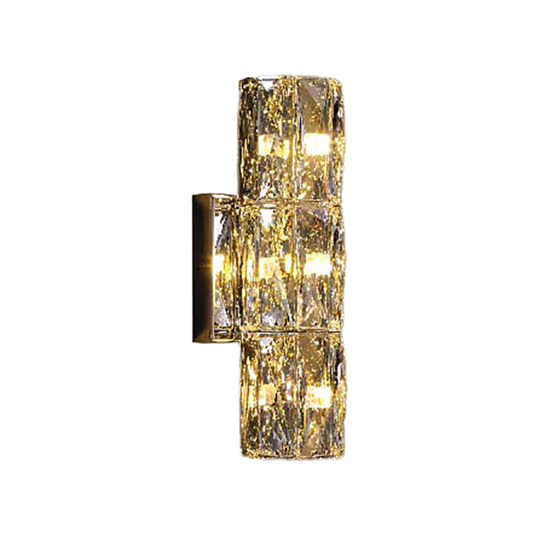 Light Luxury Wall Light Rectangle Shape Wall Lamp with Crystal Shade for Bedroom