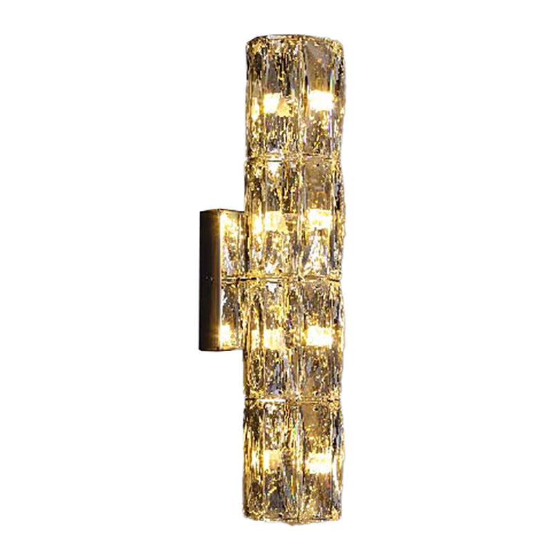 Light Luxury Wall Light Rectangle Shape Wall Lamp with Crystal Shade for Bedroom