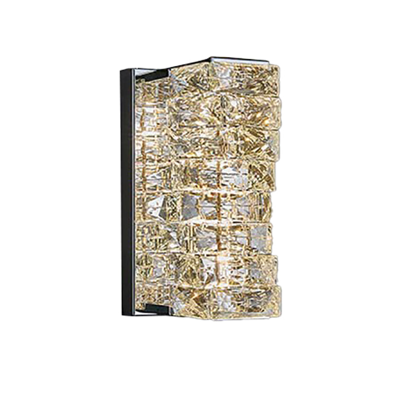 Light Luxury Wall Light Rectangle Shape Wall Lamp with Crystal Shade for Bedroom