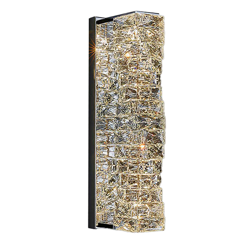 Light Luxury Wall Light Rectangle Shape Wall Lamp with Crystal Shade for Bedroom