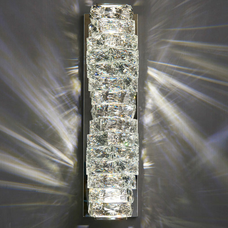 Light Luxury Wall Light Rectangle Shape Wall Lamp with Crystal Shade for Bedroom