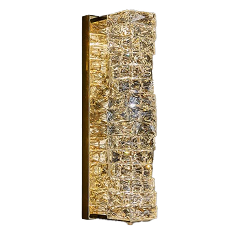 Light Luxury Wall Light Rectangle Shape Wall Lamp with Crystal Shade for Bedroom