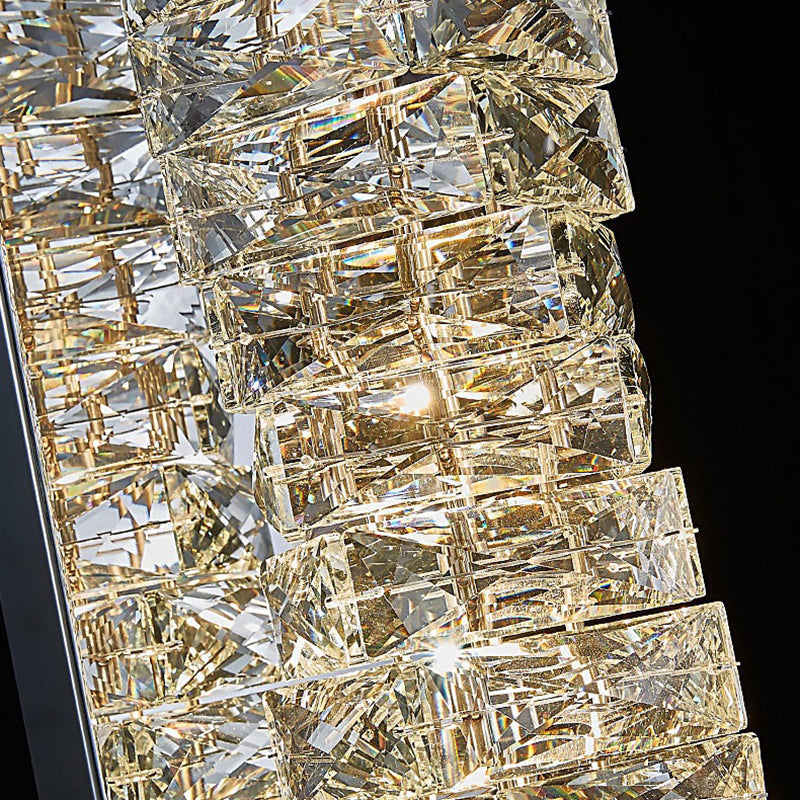 Light Luxury Wall Light Rectangle Shape Wall Lamp with Crystal Shade for Bedroom