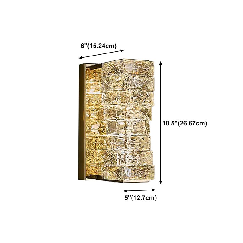 Light Luxury Wall Light Rectangle Shape Wall Lamp with Crystal Shade for Bedroom