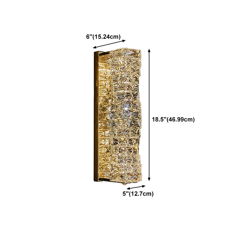 Light Luxury Wall Light Rectangle Shape Wall Lamp with Crystal Shade for Bedroom