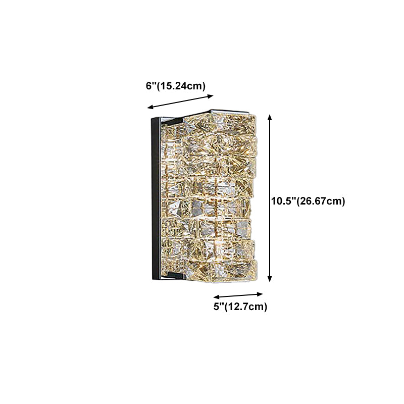 Light Luxury Wall Light Rectangle Shape Wall Lamp with Crystal Shade for Bedroom