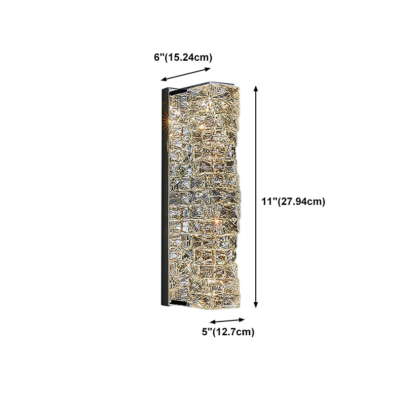 Light Luxury Wall Light Rectangle Shape Wall Lamp with Crystal Shade for Bedroom