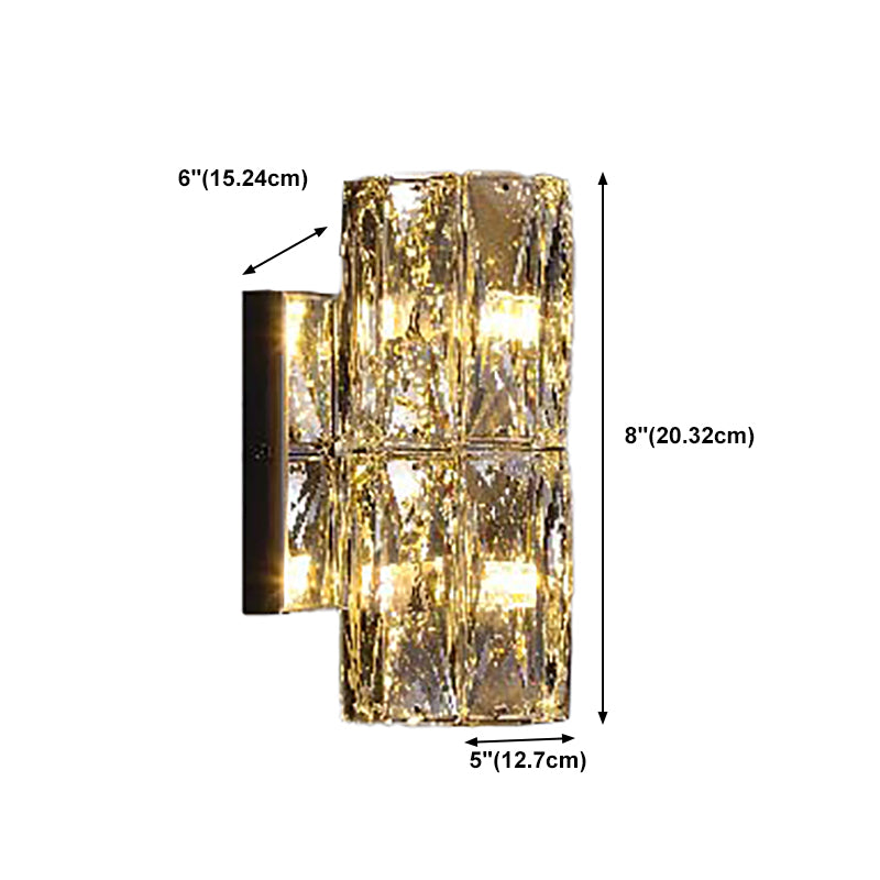 Light Luxury Wall Light Rectangle Shape Wall Lamp with Crystal Shade for Bedroom