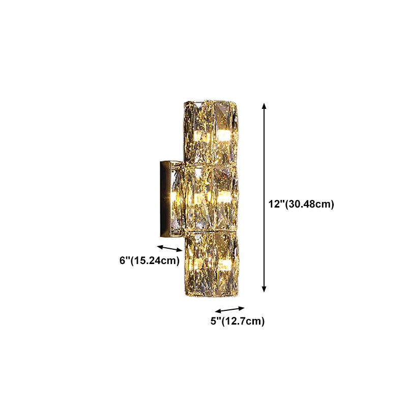 Light Luxury Wall Light Rectangle Shape Wall Lamp with Crystal Shade for Bedroom