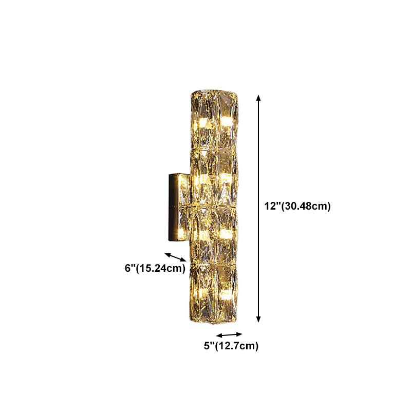Light Luxury Wall Light Rectangle Shape Wall Lamp with Crystal Shade for Bedroom