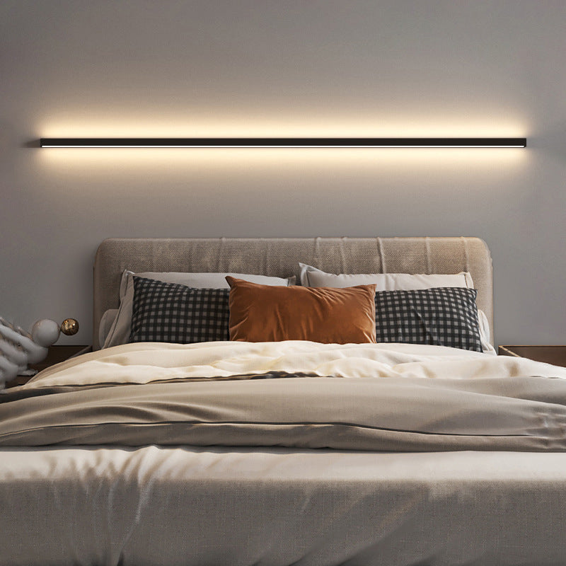 Linear Shape Metal Wall Mount Lighting Modern 1-Light Wall Mounted Light Fixture in Black