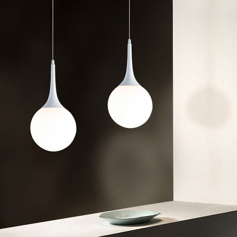 Globe White Glass Pendant Light Contemporary 1 Light 12 "/ 14" / 16 "de large plafond de plafond de largeur