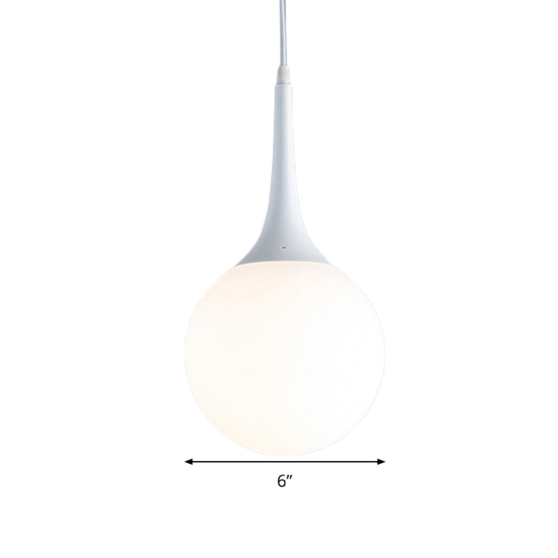 Globe White Glass Pendant Light Contemporary 1 Light 12"/14"/16" Wide Hanging Ceiling Light