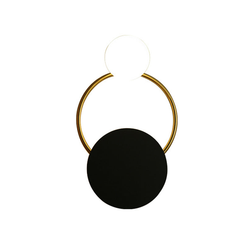 Black and Gold Round Wall Lighting Modern 1-Light Metallic Wall Mount Sconce for Bedside