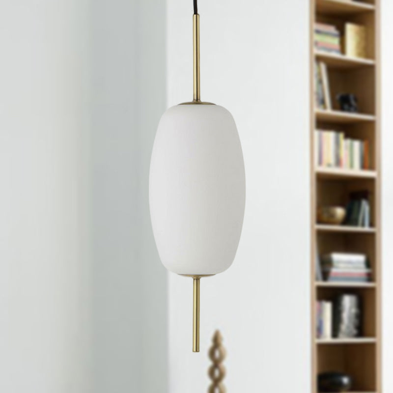 Verre blanc ovale suspendu plafonnier moderne 6 "/ 8" /8,5 "de large 1 Light Pendant Light for Dining Room