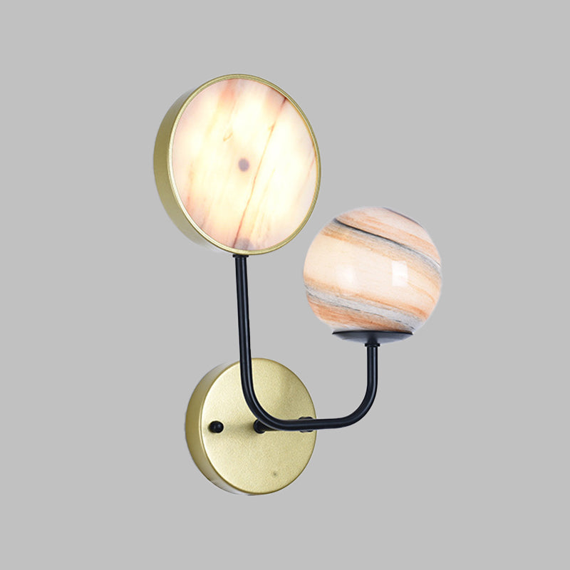 Minimaliste Boule et tambour Glue Light Planet Verre 2 LICTES MOUR MUR MELLEMENT LAMPE EN GOL AVEC ARMLE PLUDE