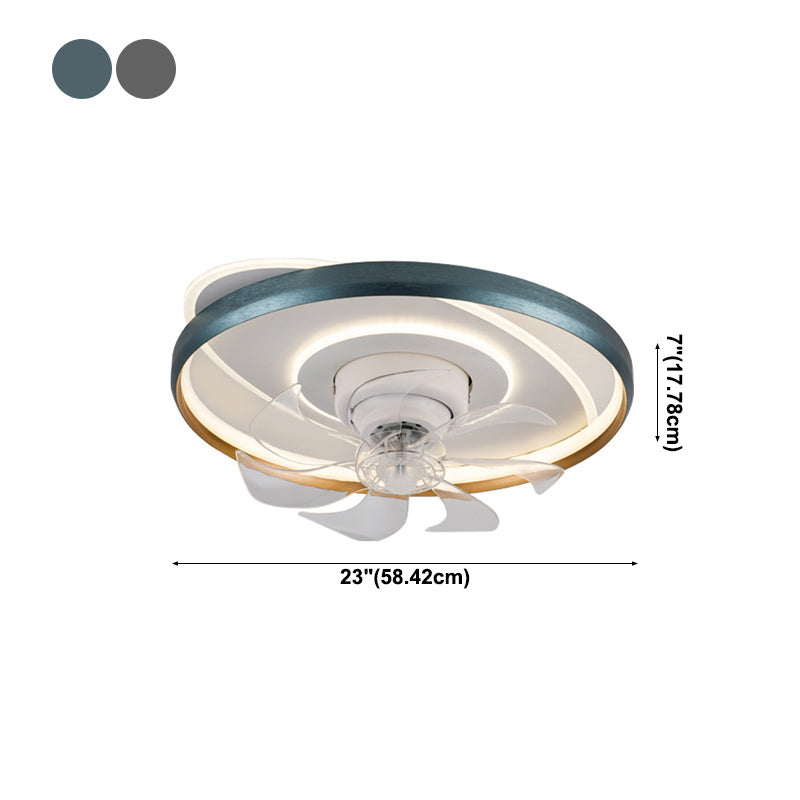 Round Ceiling Fan Light Modern LED Ceiling Mount Lamp with Acrylic Shade for Bedroom