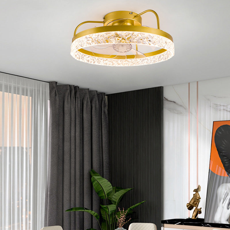 Round LED Ceiling Fan Light 1-Light Ceiling Mount Lamp with Acrylic Shade for Living Room