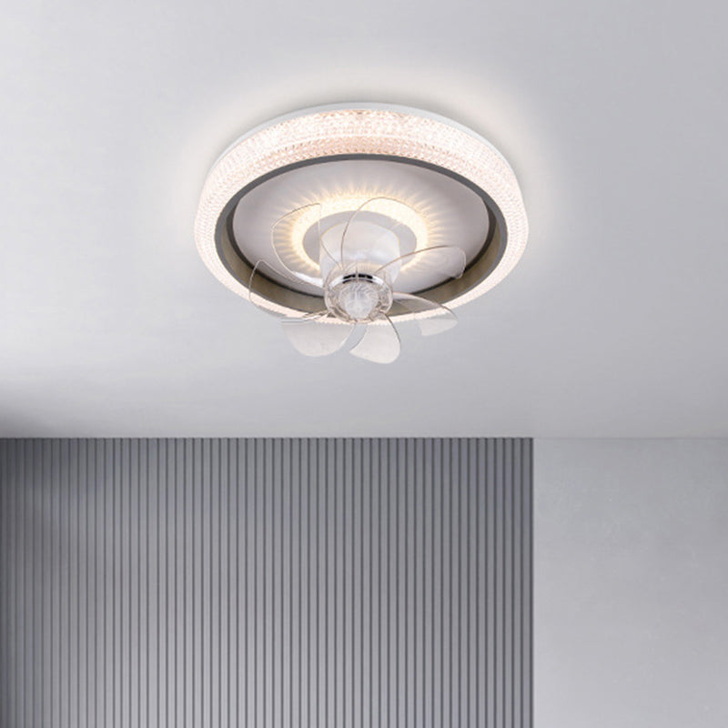Round LED Ceiling Fan Light 1-Light Ceiling Mount Lamp with Acrylic Shade for Living Room