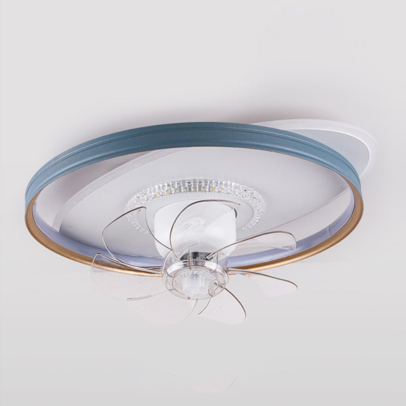 Round LED Ceiling Fan Light 1-Light Ceiling Mount Lamp with Acrylic Shade for Living Room