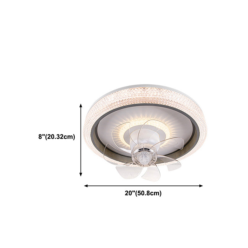 Round LED Ceiling Fan Light 1-Light Ceiling Mount Lamp with Acrylic Shade for Living Room