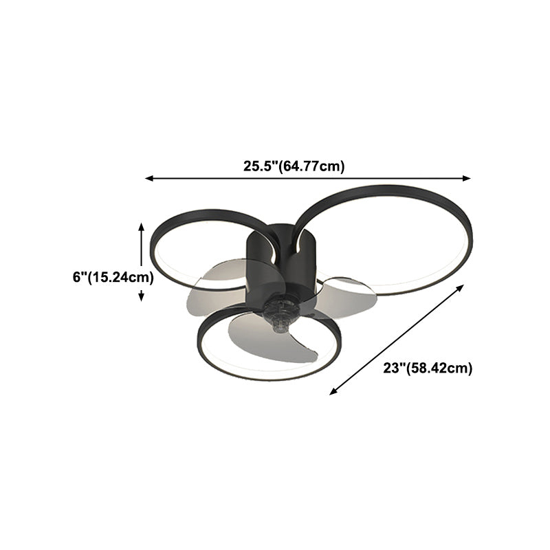 Black LED Ceiling Fan Light Multi-Light LED Ceiling Mount Lamp for Bedroom
