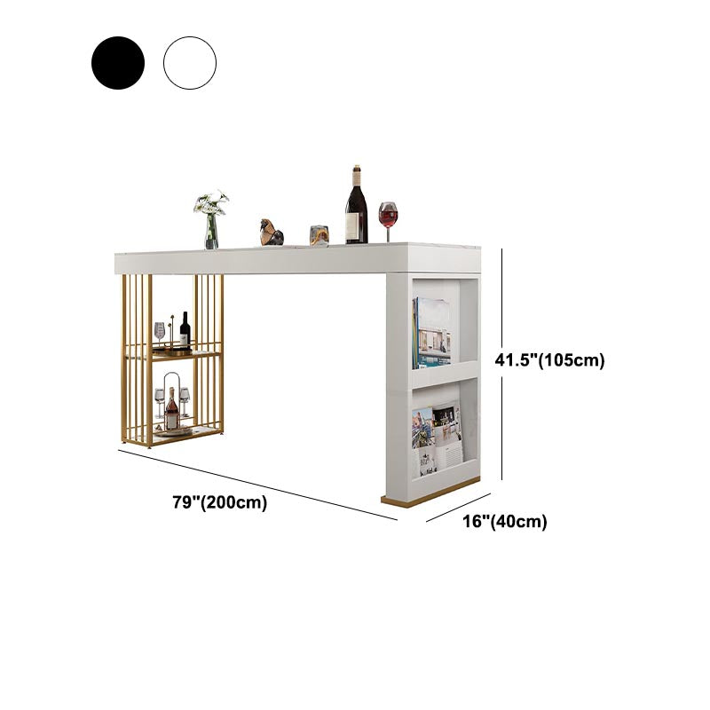 Contemporary Bistro Bar Desk Storage Kitchen Rectangle Stone Bistro Bar Table