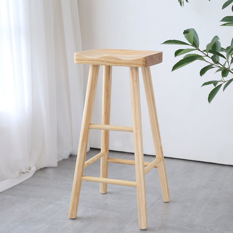 Coffee Shop Contemporary Barstool Indoor Wood 4 Legs Bar Stool with Pedal