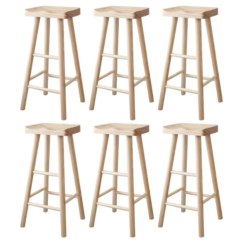 Coffee Shop Contemporary Barstool Indoor Wood 4 Legs Bar Stool with Pedal
