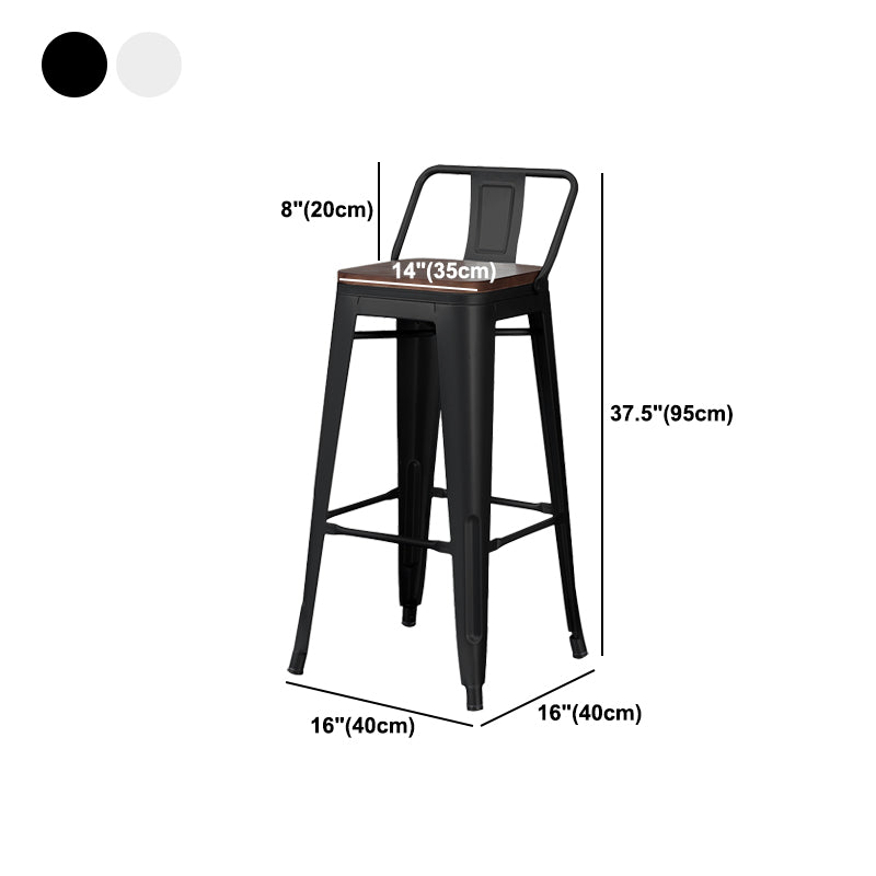 Industrial Wood Top Barstool Iron 4 Legs Bar Stool for Indoor