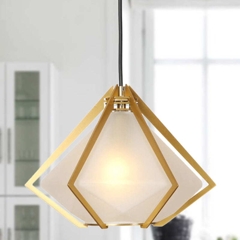 Diamond Office Room pendentif vert clair / verre blanc 5 "/6,5" / 10 "de large 1 lumière moderne plafond suspendu