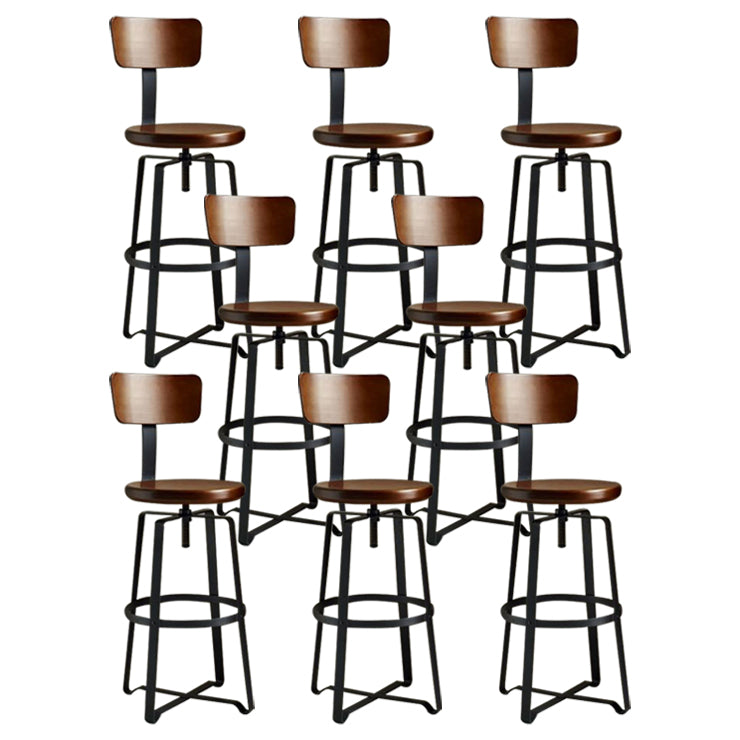 Restaurant Industrial Wood Barstool Wood Iron Base Bar Stool with Pedal