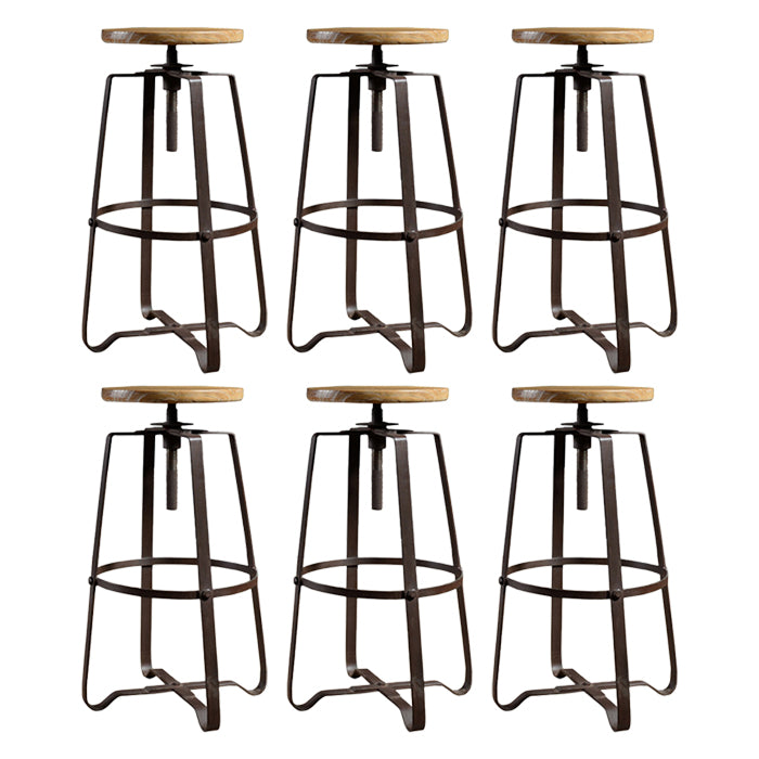 Restaurant Industrial Wood Barstool Wood Iron Base Bar Stool with Pedal