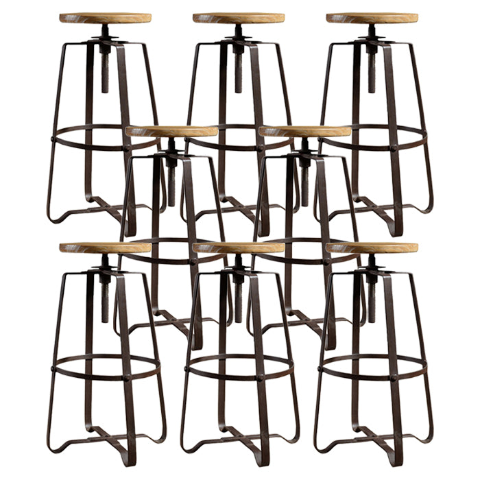 Restaurant Industrial Wood Barstool Wood Iron Base Bar Stool with Pedal