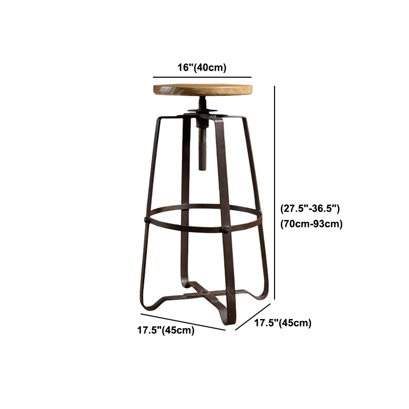 Restaurant Industrial Wood Barstool Wood Iron Base Bar Stool with Pedal
