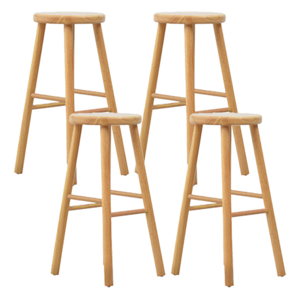 Living Room Simple Wood Barstool 4 Legs Bar Stool with Pedal