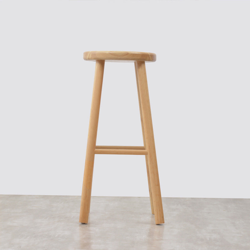 Living Room Simple Wood Barstool 4 Legs Bar Stool with Pedal