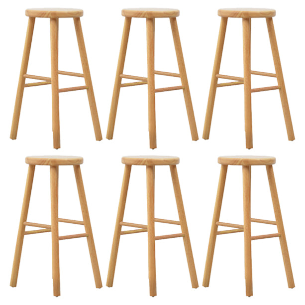 Living Room Simple Wood Barstool 4 Legs Bar Stool with Pedal