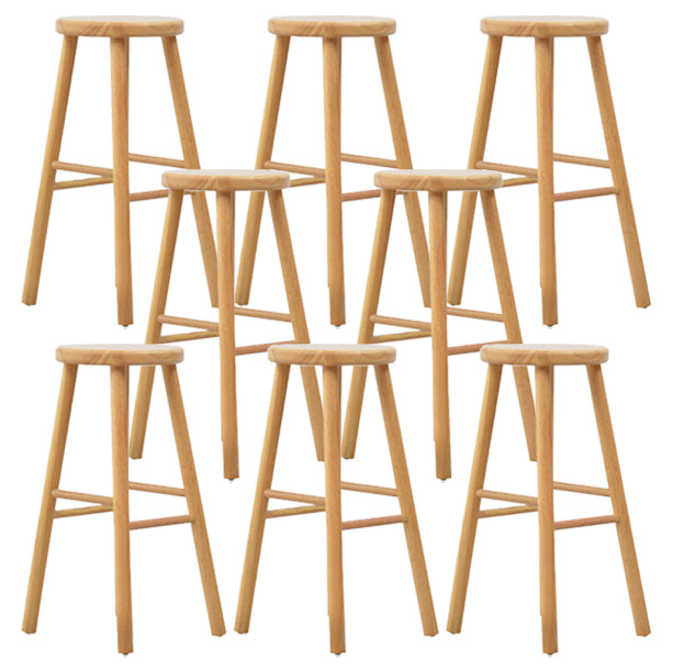 Living Room Simple Wood Barstool 4 Legs Bar Stool with Pedal
