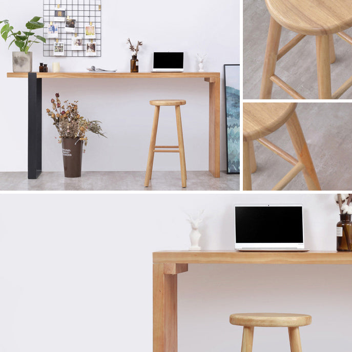 Living Room Simple Wood Barstool 4 Legs Bar Stool with Pedal