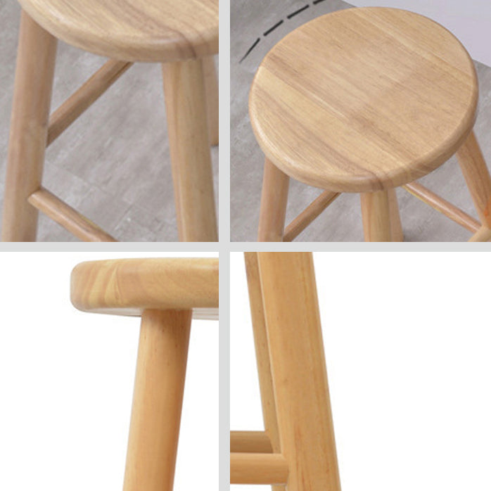 Living Room Simple Wood Barstool 4 Legs Bar Stool with Pedal