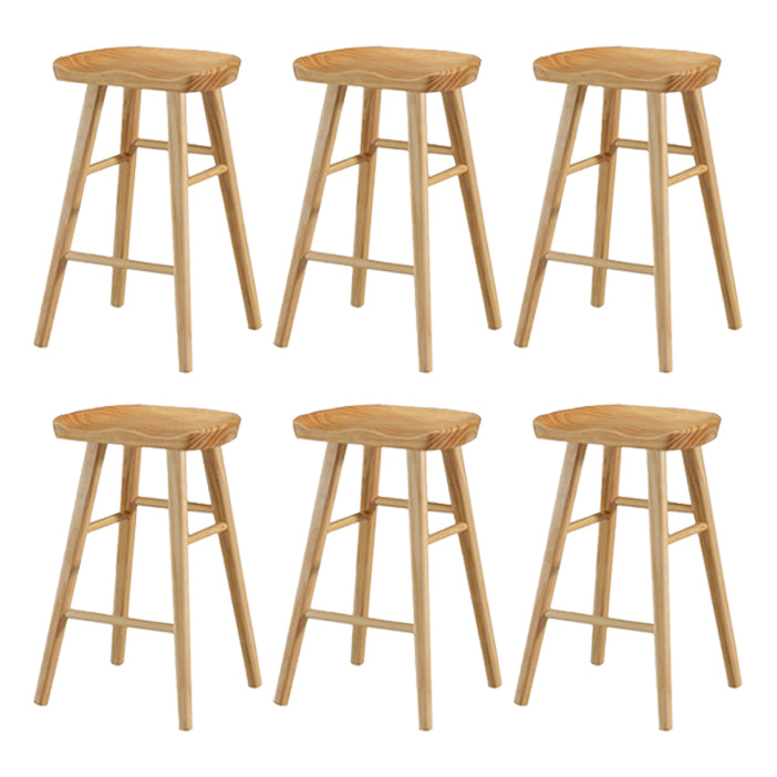 Restaurant Simple Wood Barstool Wood 4 Legs Bar Stool with Pedal