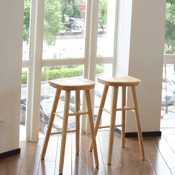 Restaurant Simple Wood Barstool Wood 4 Legs Bar Stool with Pedal
