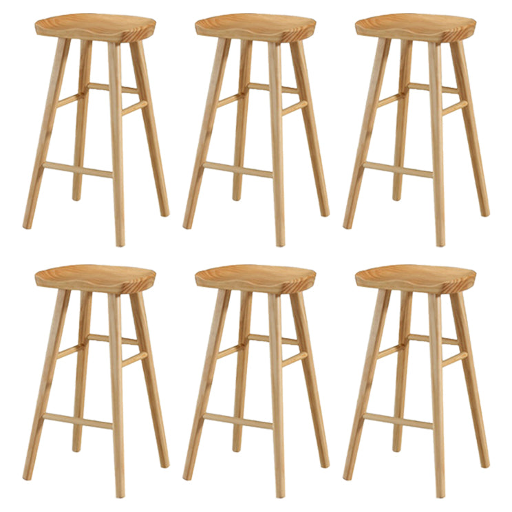 Restaurant Simple Wood Barstool Wood 4 Legs Bar Stool with Pedal