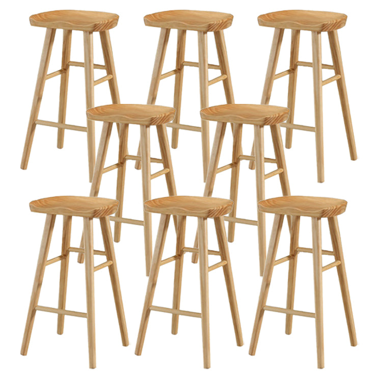 Restaurant Simple Wood Barstool Wood 4 Legs Bar Stool with Pedal
